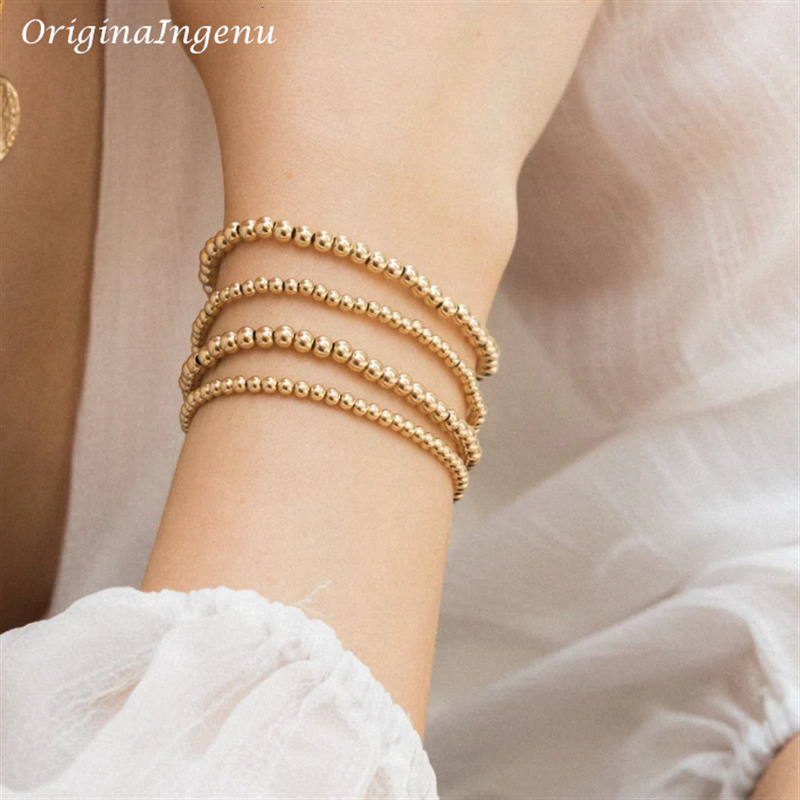 Chain Handmade Gold Bead Bracelet 14K Gilded Bracelet Gold Jewelry Poho Bracelet Retro Poho Women's Jewelry 230512