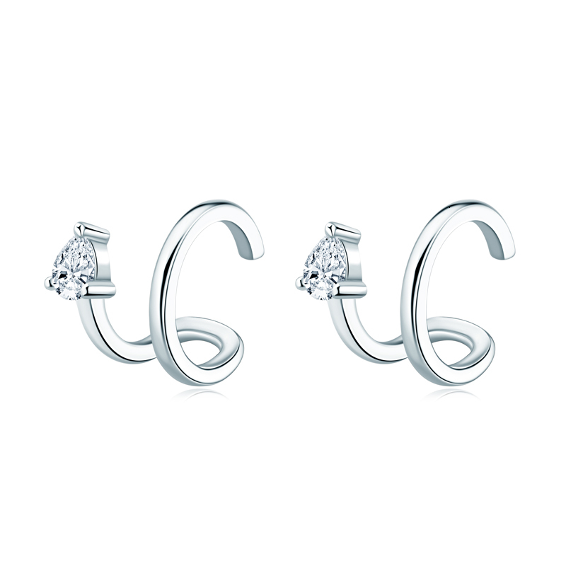 Ear Cuff IOGOU Women's Cuff Earrings 925 Sterling Silver 0.6cttw Pear Cut D Silicone Earclip Earrings Accessories Exquisite Jewelry Gift 230512