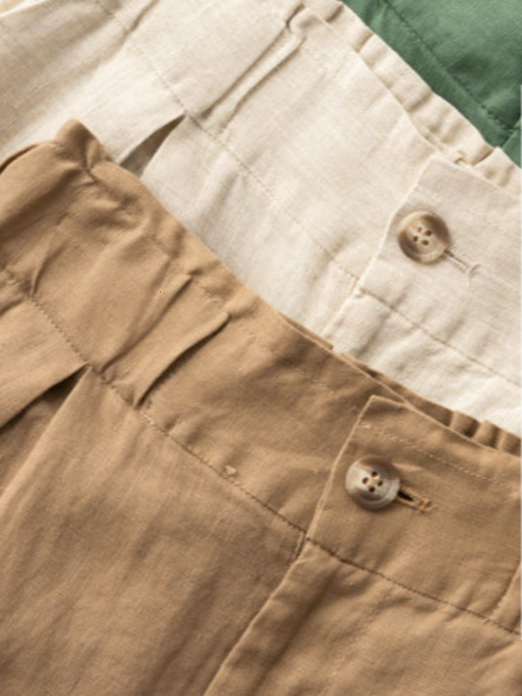 Women's Shorts Women's Summer Shorts Cotton Casual Solid High Waist Shorts Elastic Waist Button Cozy Loose Linen Fashion Shorts 230515