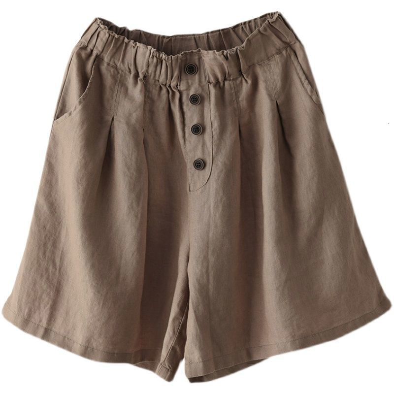 Women's Shorts Women's Loose Shorts Cotton High Waist Elastic Waist Casual Shorts Solid Fashion Women's Home Shorts Cotton and Linen Tr