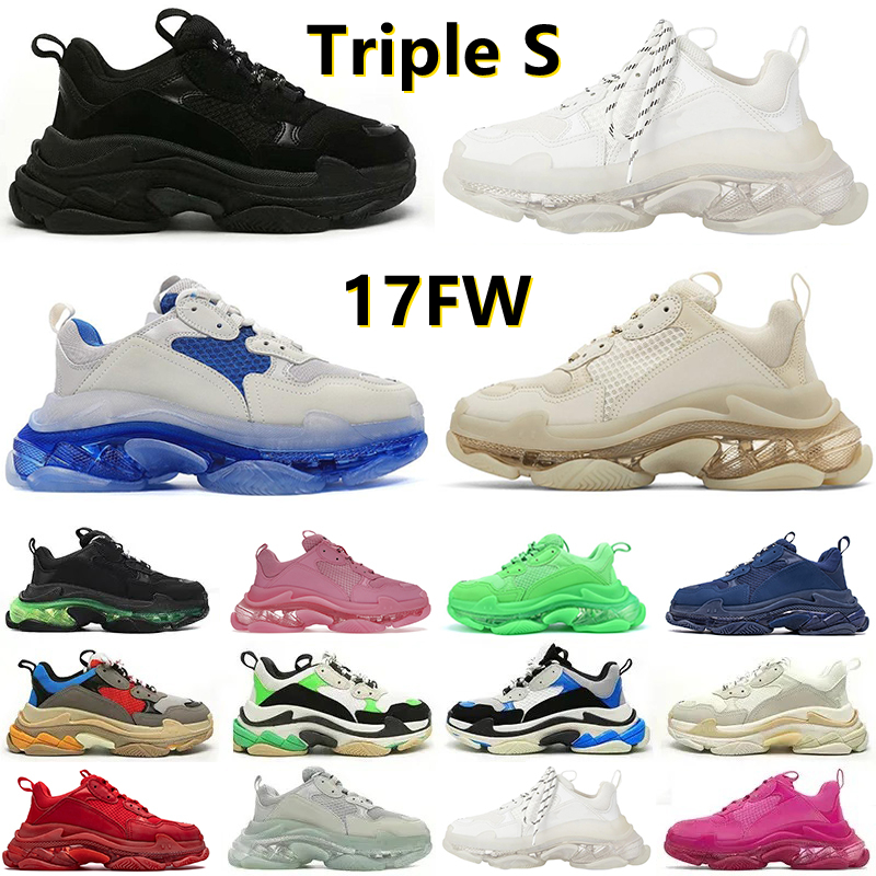 Designer 17FW Triple S Men Women Casual Shoes sneakers platform Tan clear sole black white grey red pink blue Royal Neon Green mens trainers sports sneaker shoe 36-45, Color#10
Designer 17FW Triple S Men Women Casual Shoes sneakers platform Tan clear sole black white grey red pink blue Royal Neon Green mens trainers sports sneaker shoe 36-45, Color#10
