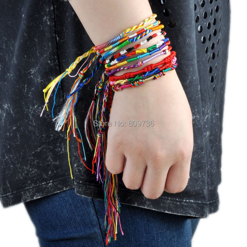Chain 100Pcs Set Rainbow Color Mix Braid Friendship Bracelets for Women Jewelry Gift DIY Handmade Rope Bangles Random Color 230512