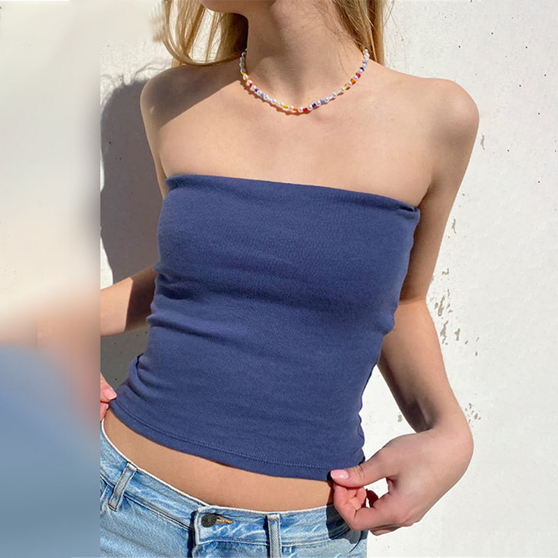 Womens TShirt CHRONSTYLE Women Sexy Strapless Tube Tops Off Shoulder Sleeveless Bustiers Crop Y2K Backless Slim Fit Tank Vest Streetwear 230420