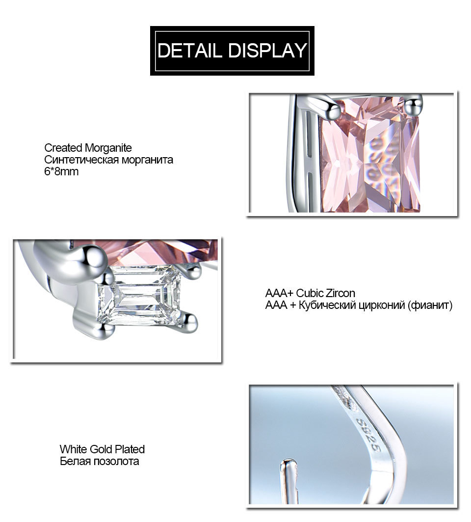 Ear Cuff UMCHO Solid 925 sterling silver clip earrings female roses pink morganite gemstones engagement fashion jewelry gifts 230512