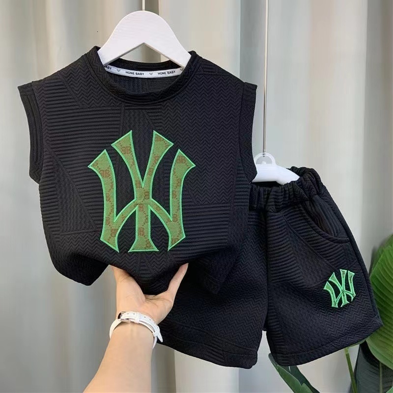 Clothing Sets Boutique Desginer Baby Boys Summer Sleevelesee Pullover Shirt And Pants 2pcs For Kids 28 Years Casual Sport Set 230512