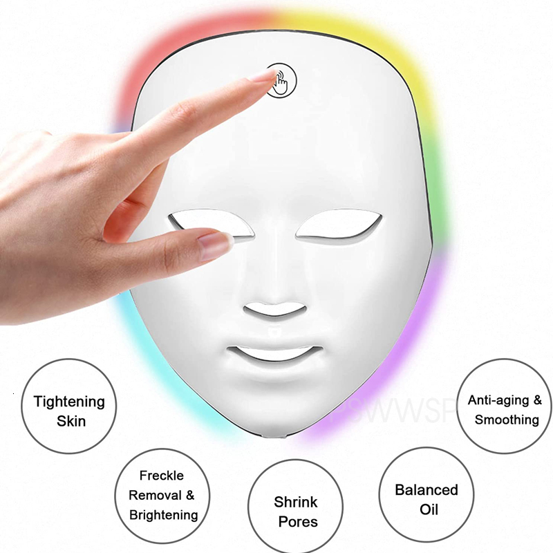 Face Care Devices 7 Colors LED Mask Pon Therapy Skin Rejuvenation Anti Acne Wrinkle Removal Beauty 230512