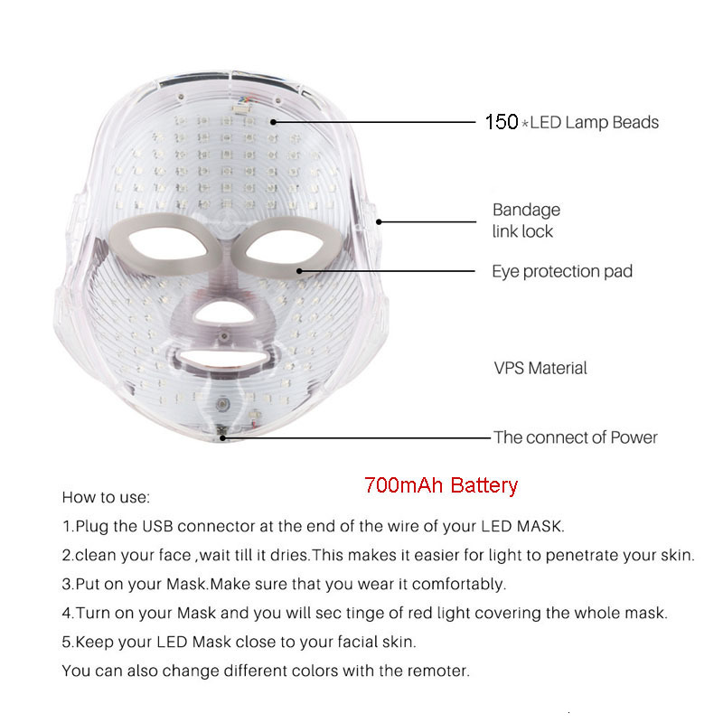 Face Care Devices 7 Colors LED Mask Pon Therapy Skin Rejuvenation Anti Acne Wrinkle Removal Beauty 230512