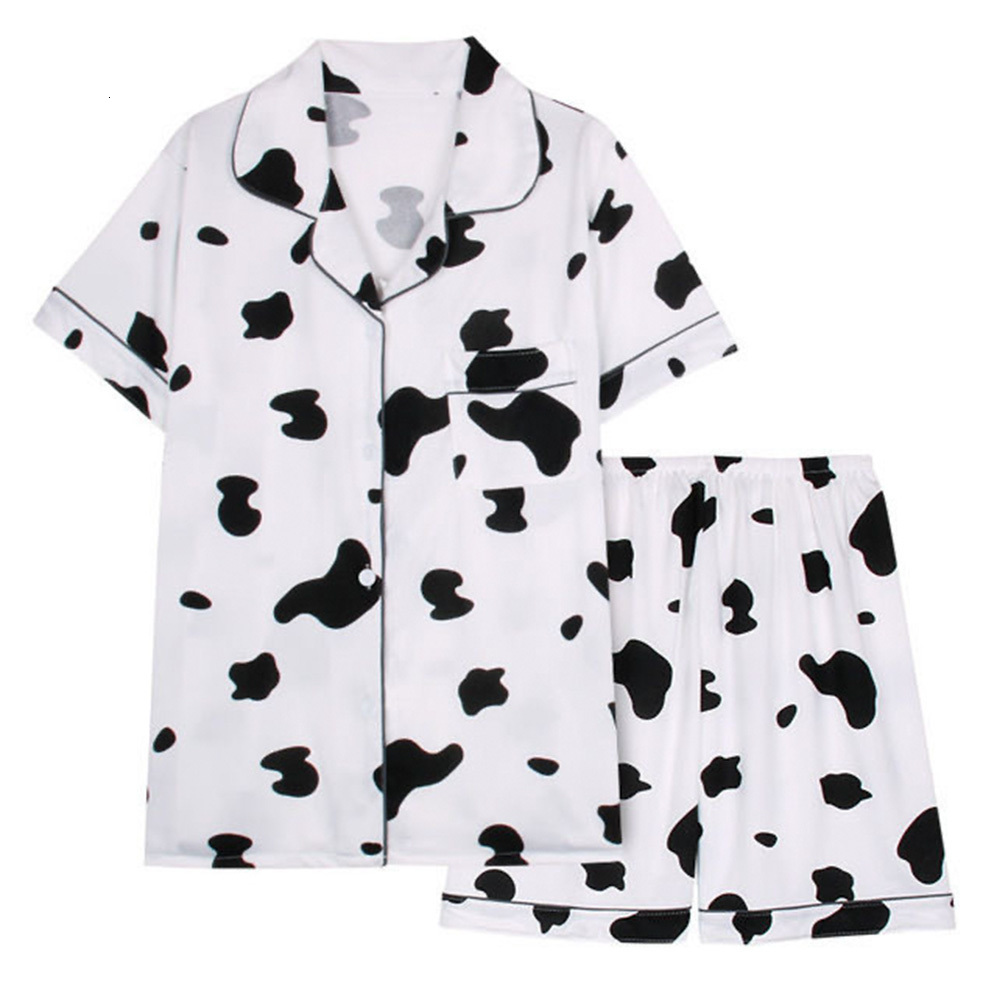 Women's Sleepwear Pijamas Women Pyjamas Cute Cow Print Pajamas Casual Comfortable Homewear 2 Piece Set Sleepwear Female Summer Drop 230515