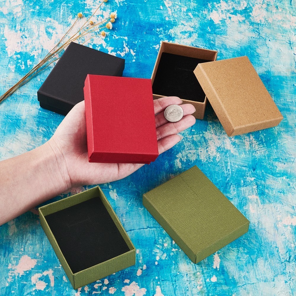 Jewelry Boxes 12pcs Cardboard Jewelry Box Packaging For Ring Necklace Bracelets Bangles Cases Boxes With Sponge Inside Rectangle MultColour 230512