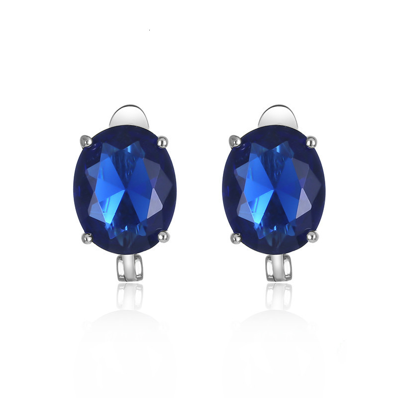 Ear Cuff 925 Sterling Silver Earrings Gem Sapphire Clip Earrings Women's Fashion Jewelry Blue and White Laboratory Diamond Wedding Earrings 23051