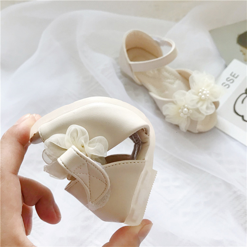Sandals Summer Baby Girls Flower Pearl Crystal Fish Mouth Sandals Flat Heels Kids Slip On Pearl Children Wedding Princess For Childerns 230515