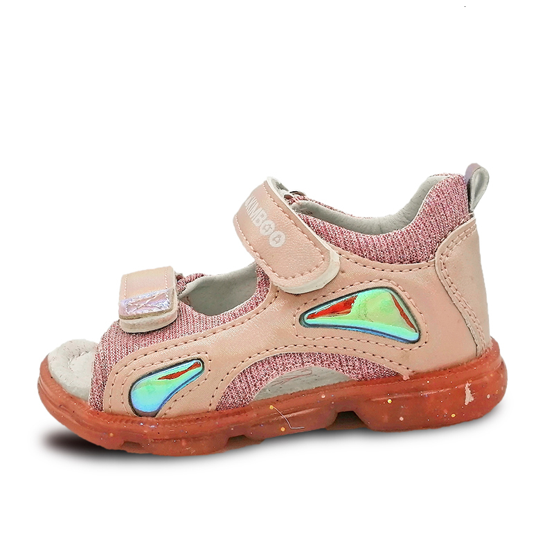 Sandals PU Leather Sequins arch support Orthopedic Girl Sandals back hard Children Shoesinner 13.2-16.2cm antiskid Kids Shoes 230515