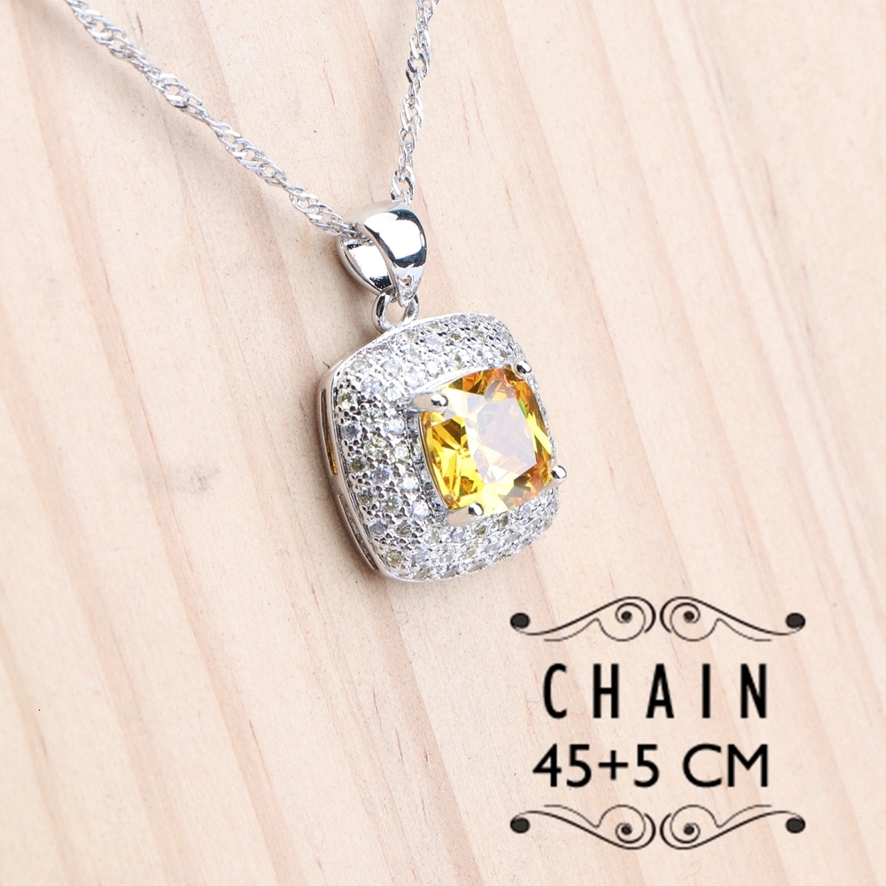 Wedding Jewelry Sets 925 Sterling Silver Jewelry Sets Bridal For Women Rings Wedding Jewelry Yellow Zircon Earrings Pendant Necklace Bracelets Set 230