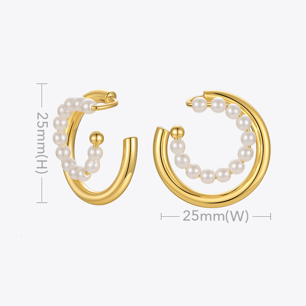 Ear Cuff ENFASHION Cute Pearl Earrings with Cuff Clip Birthday Gift Earrings Fashion Jewelry Boucle Oreille Women's Earrings E211276 230512