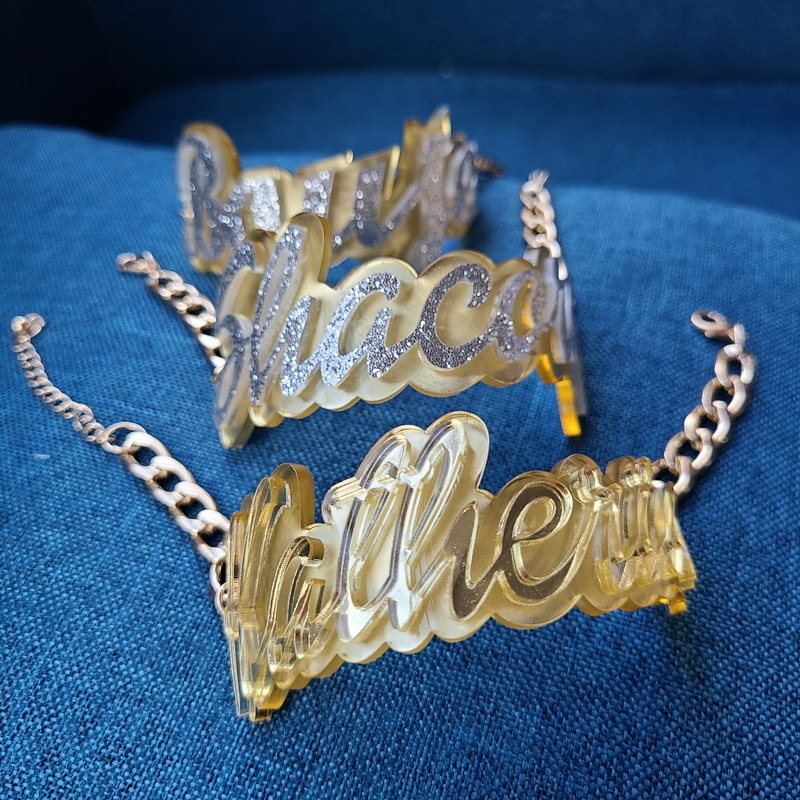 Bangle Personalized Customization Name Bracelet Women's Customization Unique Cuban Chain Customization Name Bracelet Ring Set 230512