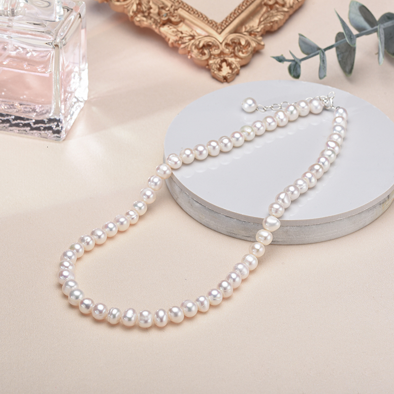 Pendant Necklaces 67mm freshwater culture female pearl necklace real necklace pearl necklace women's pure silver pearl necklace 230512