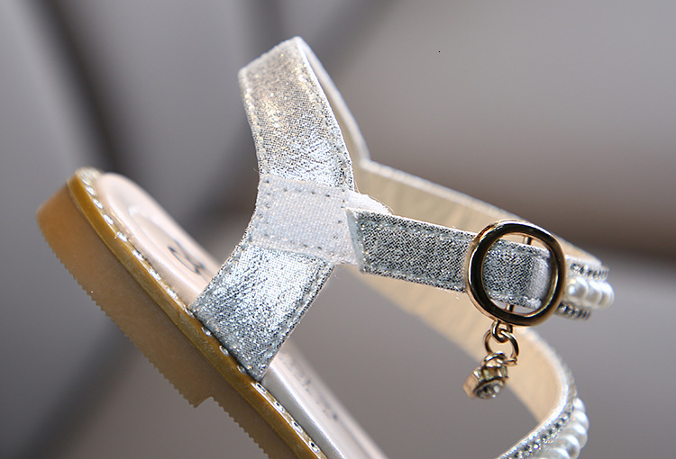 Sandals Summer Girls Shoes Bead Flats Fling Princess Shoes Baby Dance Shoes Kids Sandals Chidren Wedding Shoes Pink Silver Gold 230515