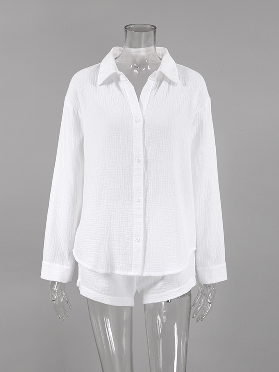 Women's Sleepwear Linad Loose Women's Nightwear Cotton V Neck Long Sleeve Pajamas 2 Piece Sets Female Casual Suits With Shorts Solid Sleepwe