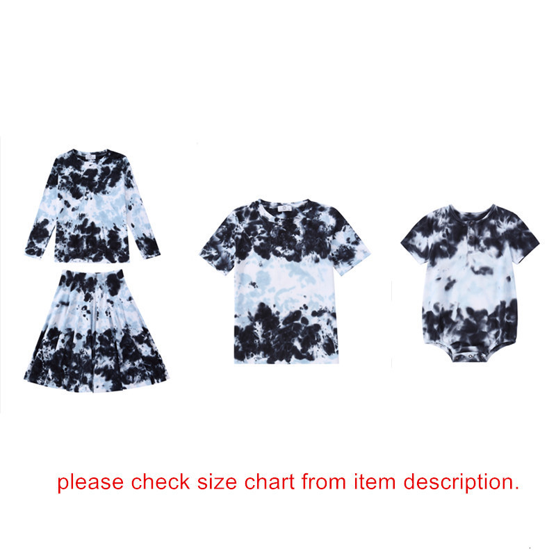 Family Matching Outfits kids boys girls spring summer tie dye cotton casual clothing children fashion set top and romper matching 230512