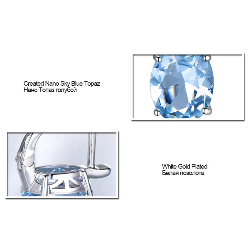 Ear Cuff UMCHO Blue Topaz Clip Style Women's Earrings Solid 925 Sterling Silver Jewelry Oval Gem Korean Earrings 230512