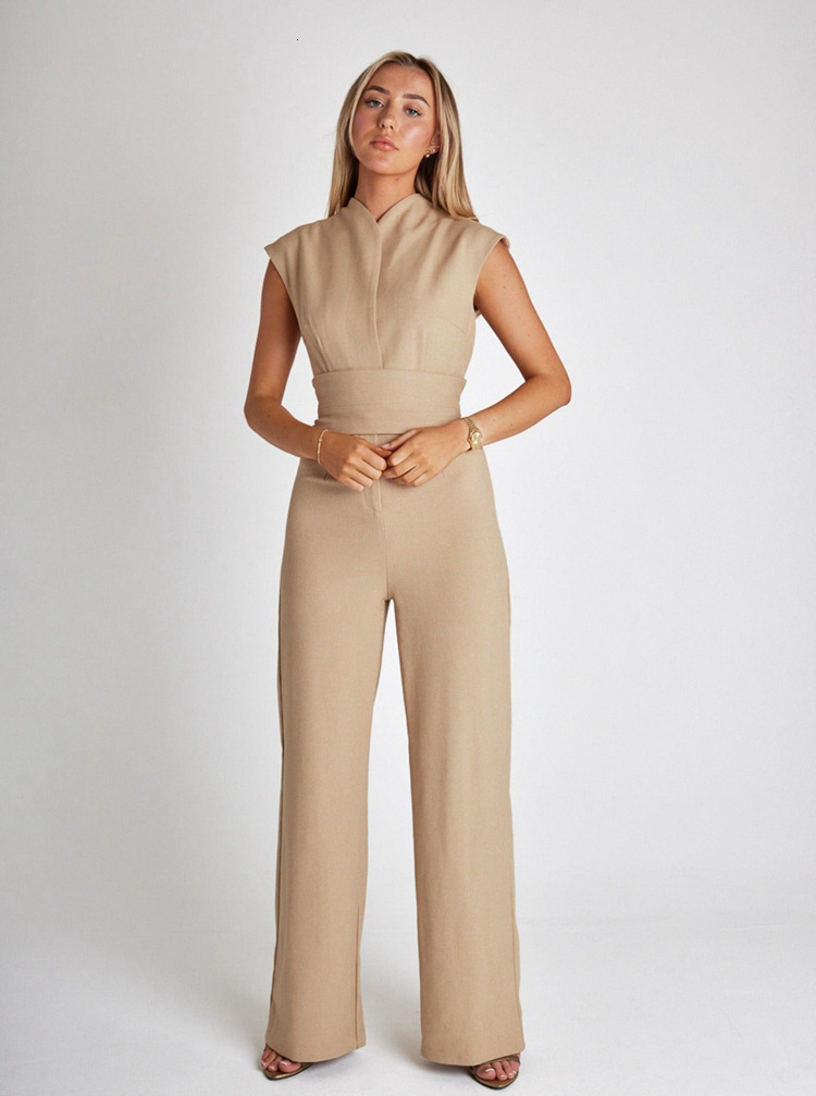 Women's Two Piece Pants Elegant Jumpsuits for Women Summer Sexy O Neck Sleeveless Wide Leg Jumpsuit Office Overalls Lady Party Jumpsuit 230512