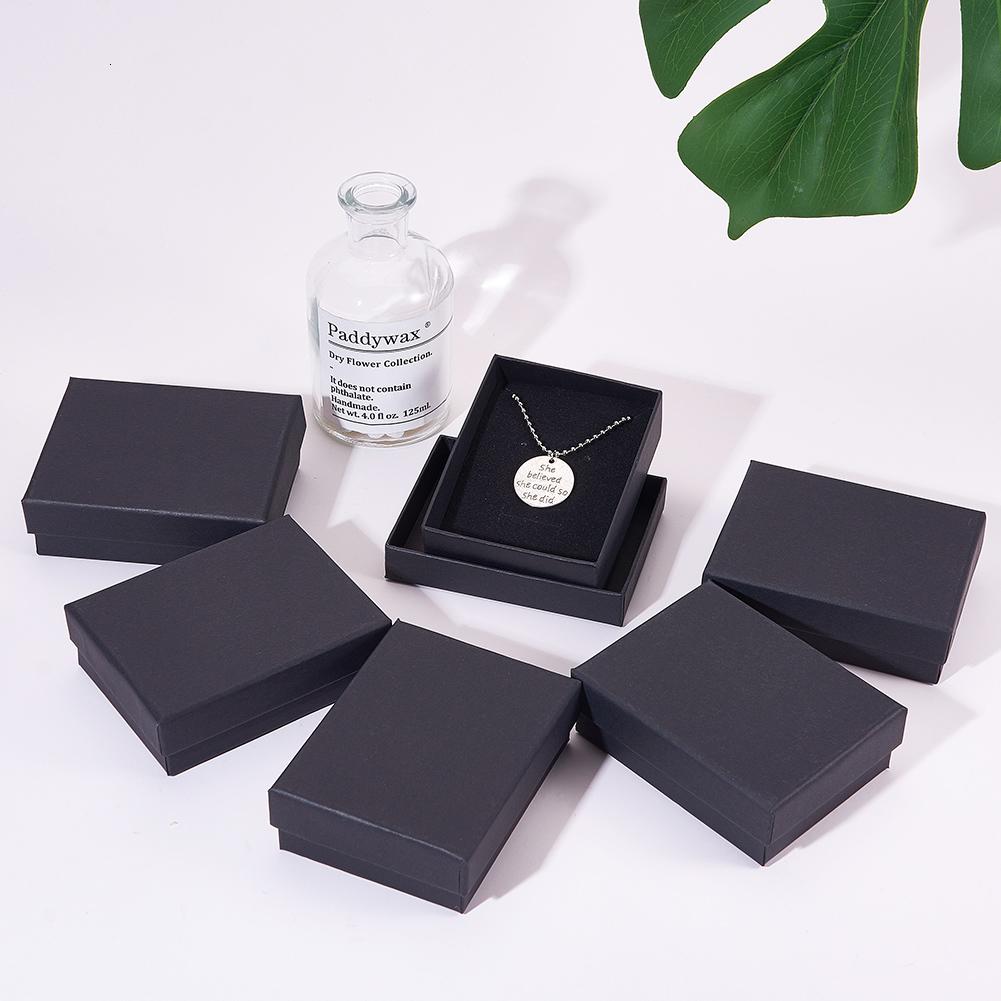 Jewelry Boxes pandahall Cardboard Jewelry box Set Gift Boxes for Earrings Ring Necklace Packing jewelry organizer Display Boxes 9x7x3cm 12pcs 230512