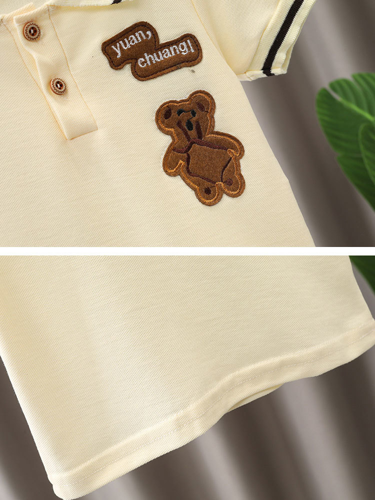 Clothing Sets Summer Baby Boy Fashion Bear Embroidery Short Sleeve TshirtShorts Children 2Pcs Suit 15Y Girl Kids Sports Set 230512