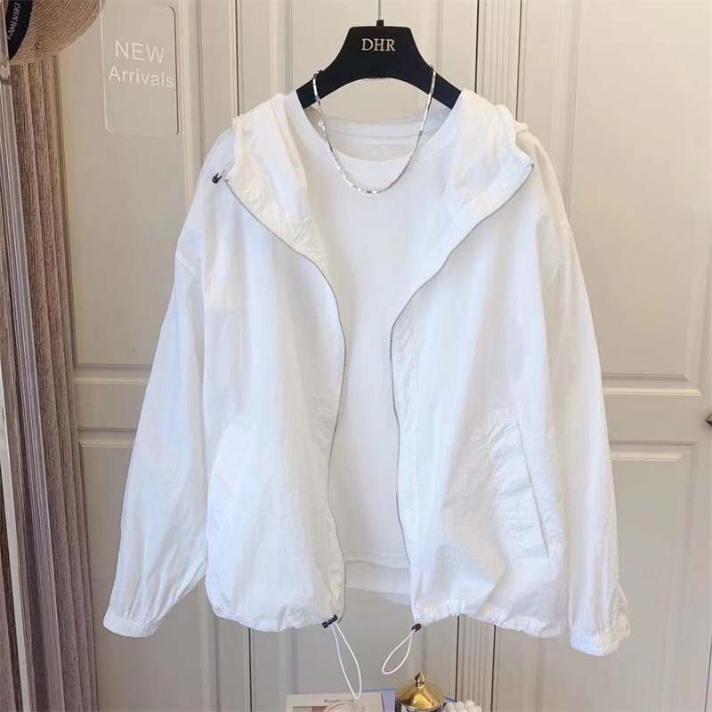 Women's Jackets Korean Sun Protection Clothing Women Jacket Loose Wild Hooded Casual Summer Zipper Windbreaker Female Top Outerwear 230515
