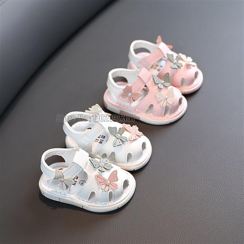 Sandals Princess Butterfly Children Sandals Pu Leather Comfortable Summer Baby Girls Soft Bottom Anti Slip Infant Kids Shoes 230515