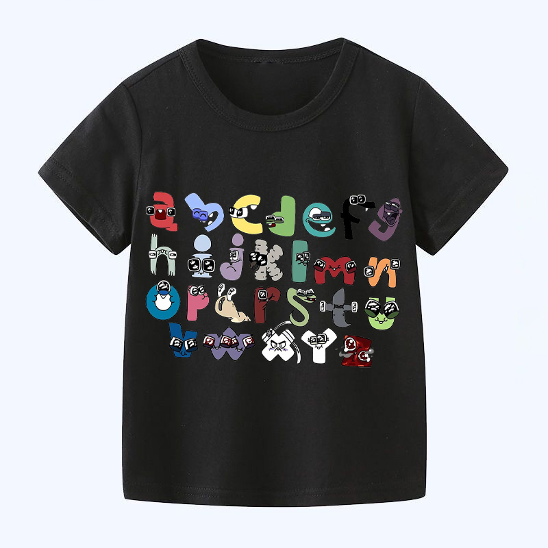 Polos Summer Fashion Childrens Alphabet Lore Harajuku Tshirt Boys Shirt Girls Clothes Print Cartoon Shirts Kids 230512