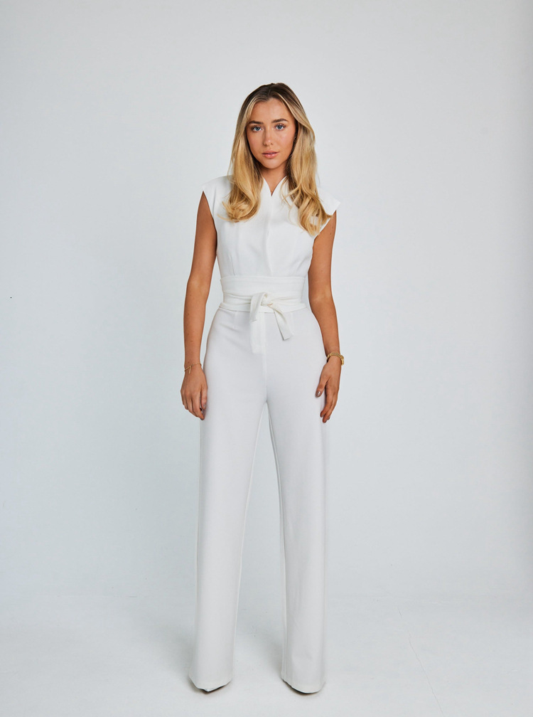 Women's Two Piece Pants Elegant Jumpsuits for Women Summer Sexy O Neck Sleeveless Wide Leg Jumpsuit Office Overalls Lady Party Jumpsuit 230512