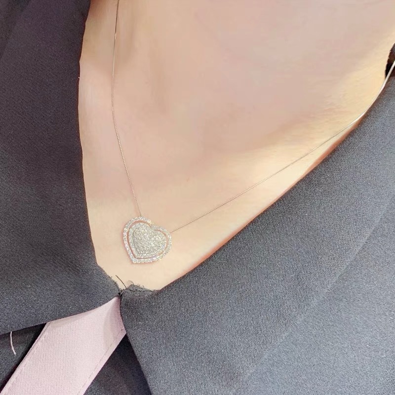 2023 Handmade Heart Pendant Sparkling Jewelry Sterling Sier Pave White Sapphire CZ Dia Gemstones Party Women Clavicle Necklace For Lover Gif