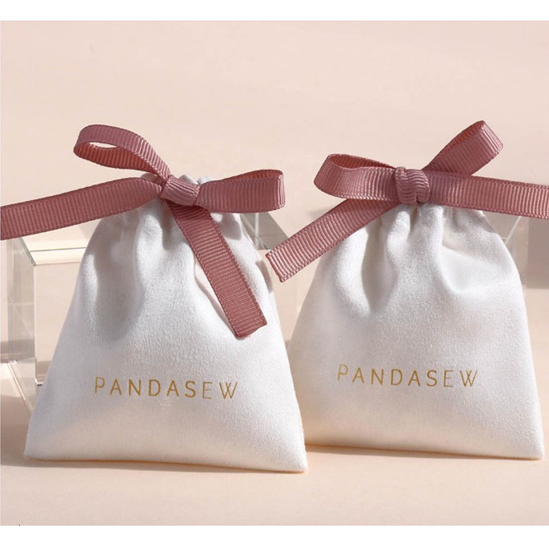 Jewelry Pouches Bags White Flannel Ribbon Gift Bags 5x7cm 7x9cm 11x14cm 18x30cm pack 50 Cosmetics Jewelry Sack Eyelashes Suede Pouches 230512