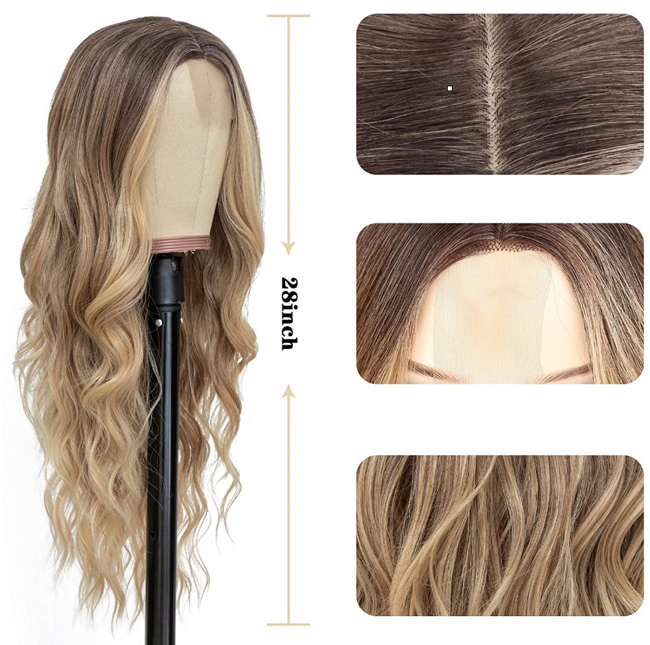 The latest 28inch lace wig Ombre Blonde with large waves and long curly hair headgear Lace wigs There are many styles to choose from and support custo