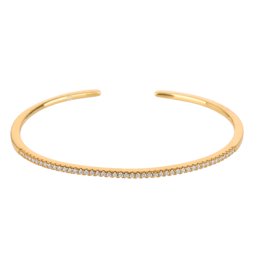 Bangle Poulisa CZ Zircon Cuff Bracelet 925 Sterling Silver Tennis Micro Pave Cubic Zirconia Open Bracelet S925 Open Adjustable Pulse Bracelet 230512