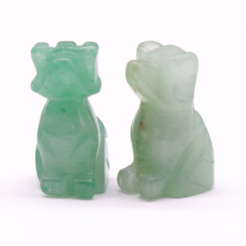 Natural Stone Carving 1 inch Lovely Dog Crafts Ornaments Rose Quartz Crystal Healing Agate Animal Decoration