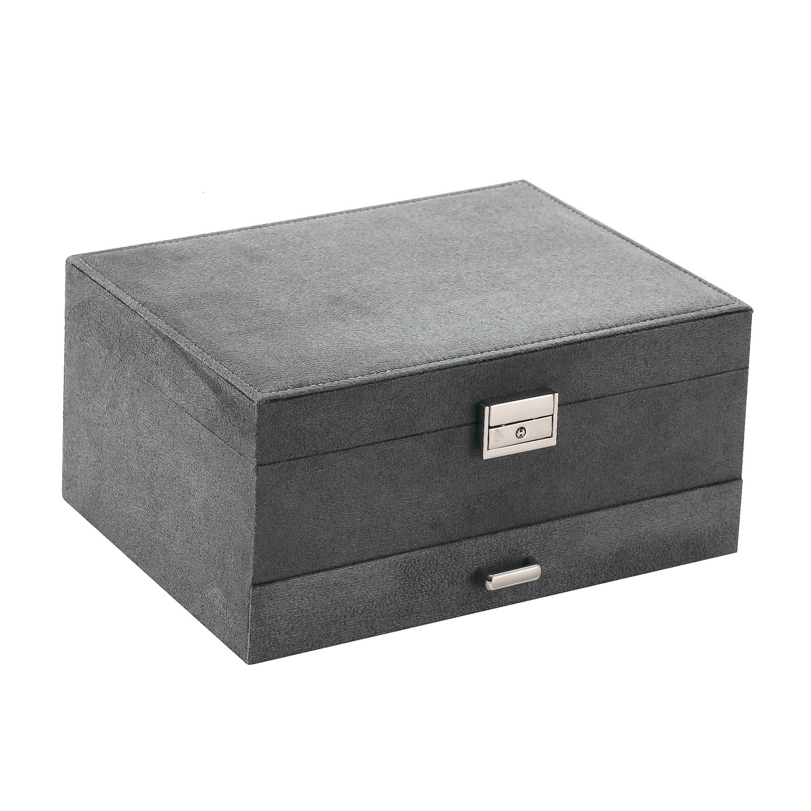 Jewelry Boxes Grey 3Layer Flannel Jewelry Organizer Box Necklaces Earrings Rings Display Holder Case for Women Large Capacity 230512