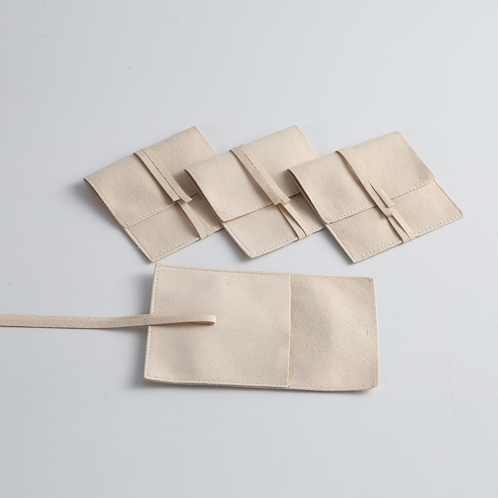 Jewelry Boxes Beige Microfiber Jewelry Suede Velvet Jewelry Small Envelope Bag with Rope Jewelry Packaging Pouch Wedding Favors Gift Party 230512