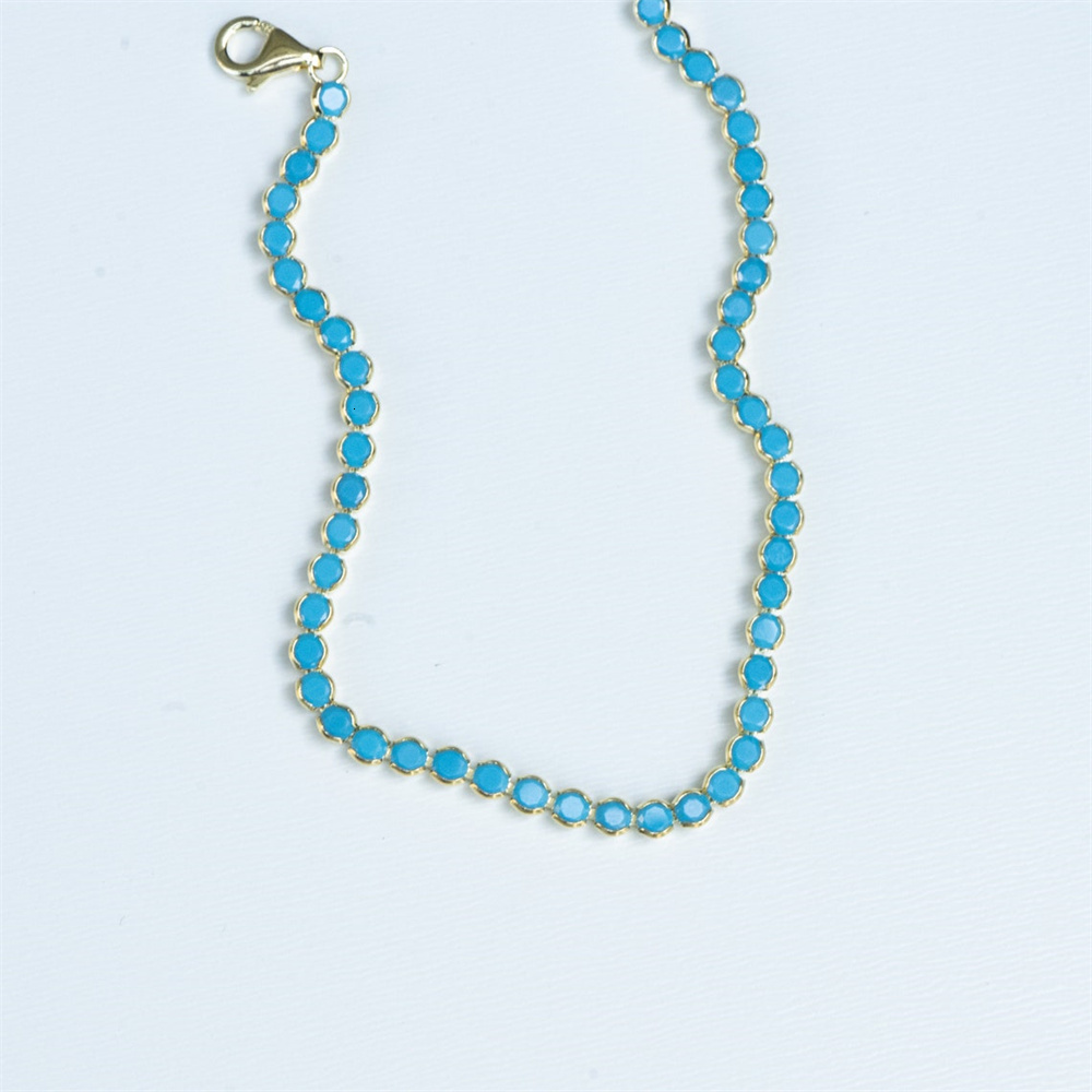 Chain DPLAOPA Gold Recycled Sterling Silver turquoise Tennis Bracelet Dainty turquoise Jewelry Gift for Her Minimalist Exquisite Jewelry 230512
