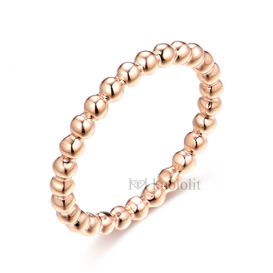 With Side Stones Kuololit Solid 18K 10K Yellow Gold Bead Ring Suitable for Women Solid Ball Matching Band Promising Arrival 230512