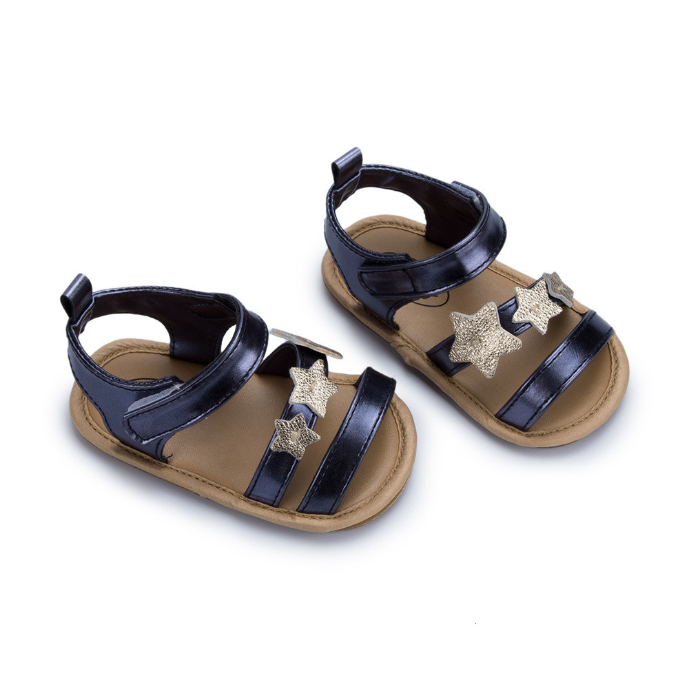 Sandals Baby Girl Shoes Girl Sandals Summer Flats PU Flash Star Rubber Sole Anti-Slip Crib born Toddler First Walker Shoes 230515