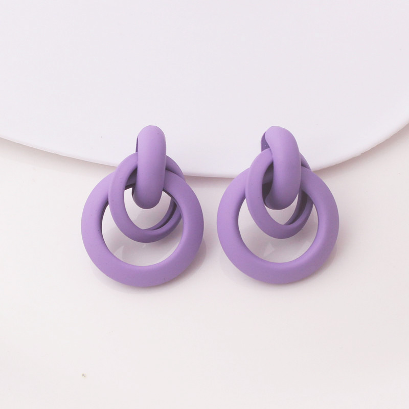Purple Color Women Dangle Earrings Small Round Fashion Flower Butterfly Hanging earring pendientes mujer