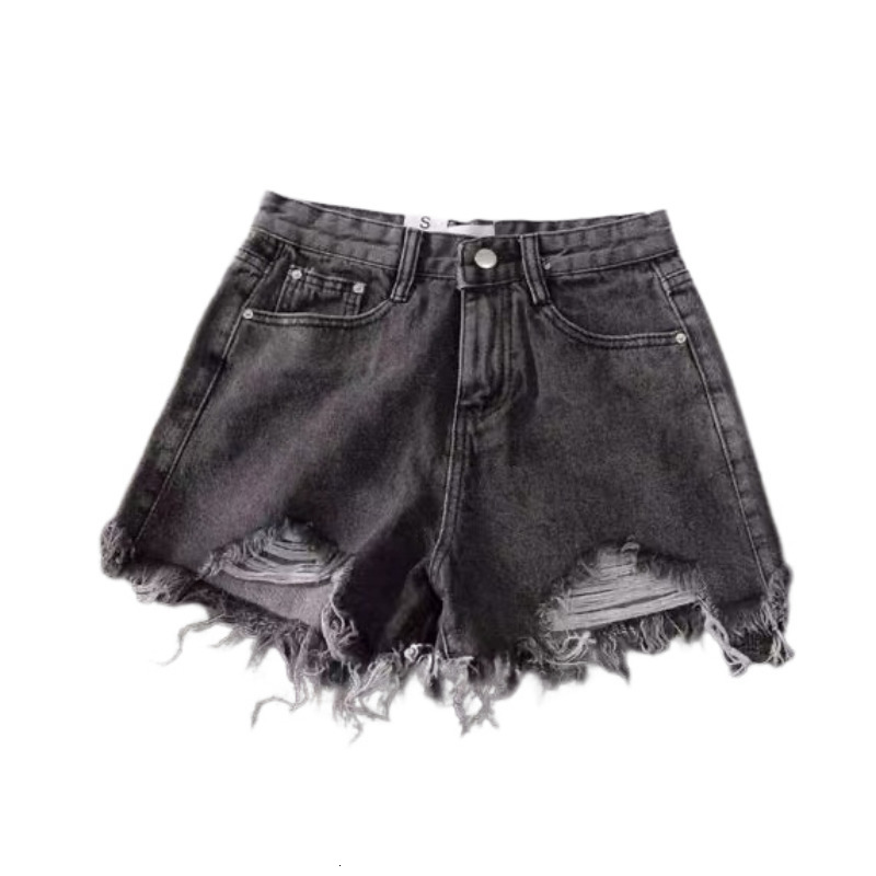 Women's Shorts Korean Fashion Summer Shorts Women Hole High Waist Short Jeans Burrs Female Build A Word Torn Wide-Legged Short Pants Streetwear 2