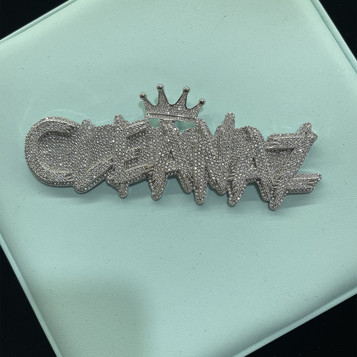 Charms Bubble Letter Name Necklace Personalized Customization Jewelry Platinum Chromium Crown Blind Window Rap Singer Sparkling Charm Hip Hop Trend 23