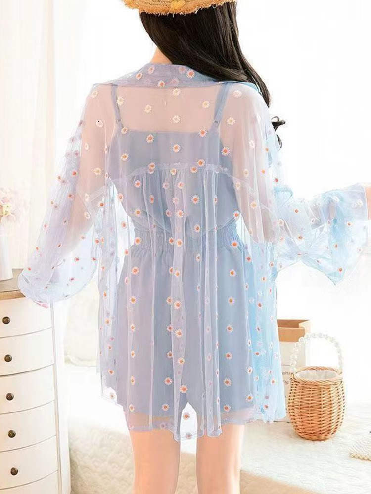 Women's Jackets Korean Style Loose Flower Printed Thin Jacket Sunscreen Women Long Sleeve Casual Sunscreen Jacket Veste Femme 230515