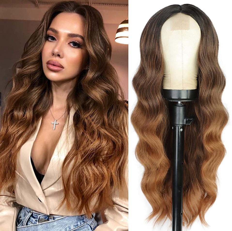 The latest 28inch lace wig Ombre Blonde with large waves and long curly hair headgear Lace wigs There are many styles to choose from and support custo