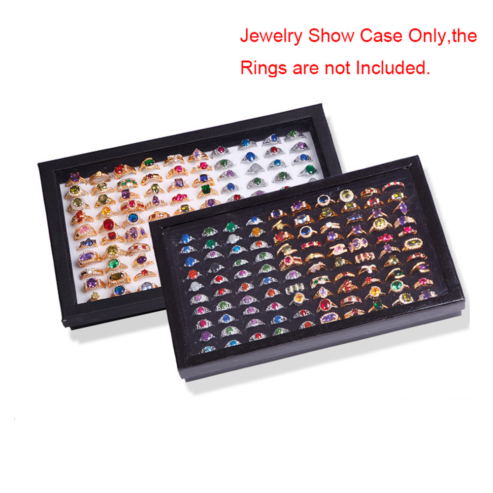 Jewelry Stand 100 Slots Rings Display Stand Storage Box Ring Box Jewelry Organizer Holder Show Case Casket #228405 230512
