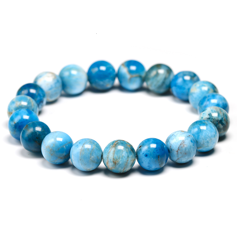 Chain Natural Ocean Blue Apatite Stone 6mm 8mm 10mm Bead Bracelet Women's Meditation Jewelry Round Jewel Bead Bracelet Gift 230512