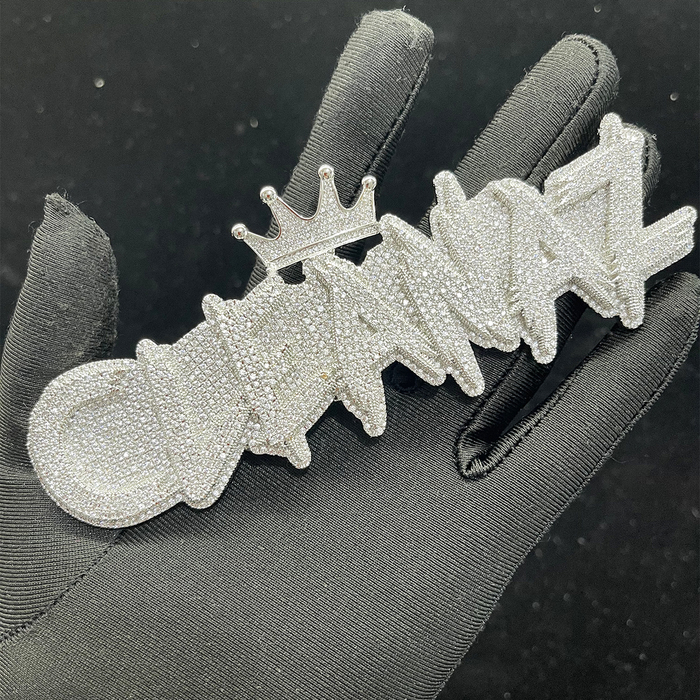 Charms Bubble Letter Name Necklace Personalized Customization Jewelry Platinum Chromium Crown Blind Window Rap Singer Sparkling Charm Hip Hop Trend 23