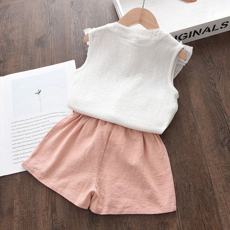 Clothing Sets Bear Leader Kid Baby Girls Feather Clothes Summer Sleeveless Tops Bandage Shorts Fashion Lovely 2 7 Years 230512